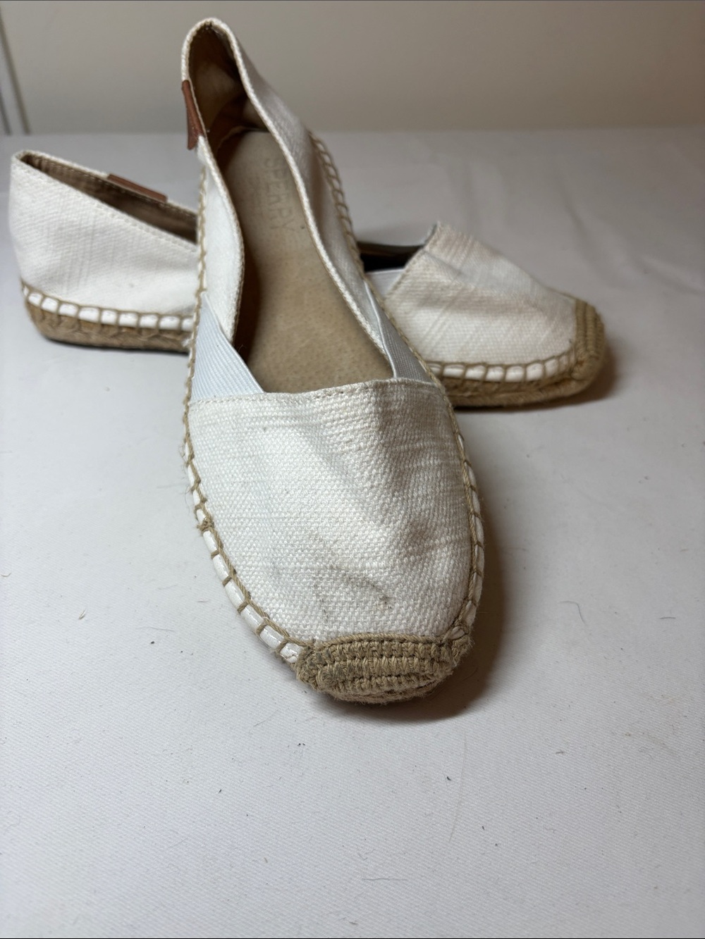 Sperry White Textile Espadrille Flats Size 7 1/2